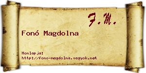 Fonó Magdolna névjegykártya